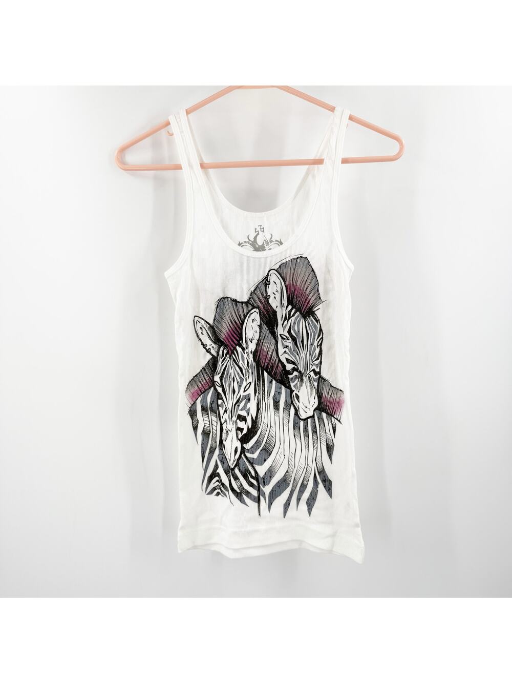 Key Closet Tank Top Size Extra Small NEW Zebra Ribbed Y2K Style 2000s Cotton USA